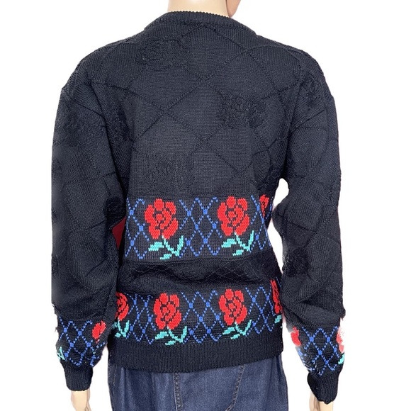 Vintage 80’s Rainbow Ridge Rose Argyle Pullover Sweater Medium - Picture 2 of 5